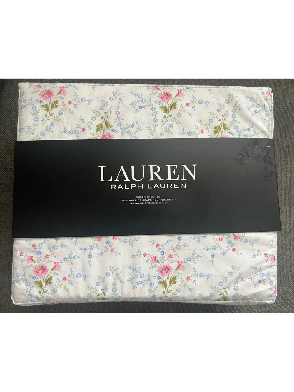 Lauren Ralph Lauren Floral Queen Sheet Set White, Pink country cottage 4Pc rare